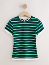 Next - Dames - Gelaagd T-shirt met ronde hals en korte mouwen - Groen