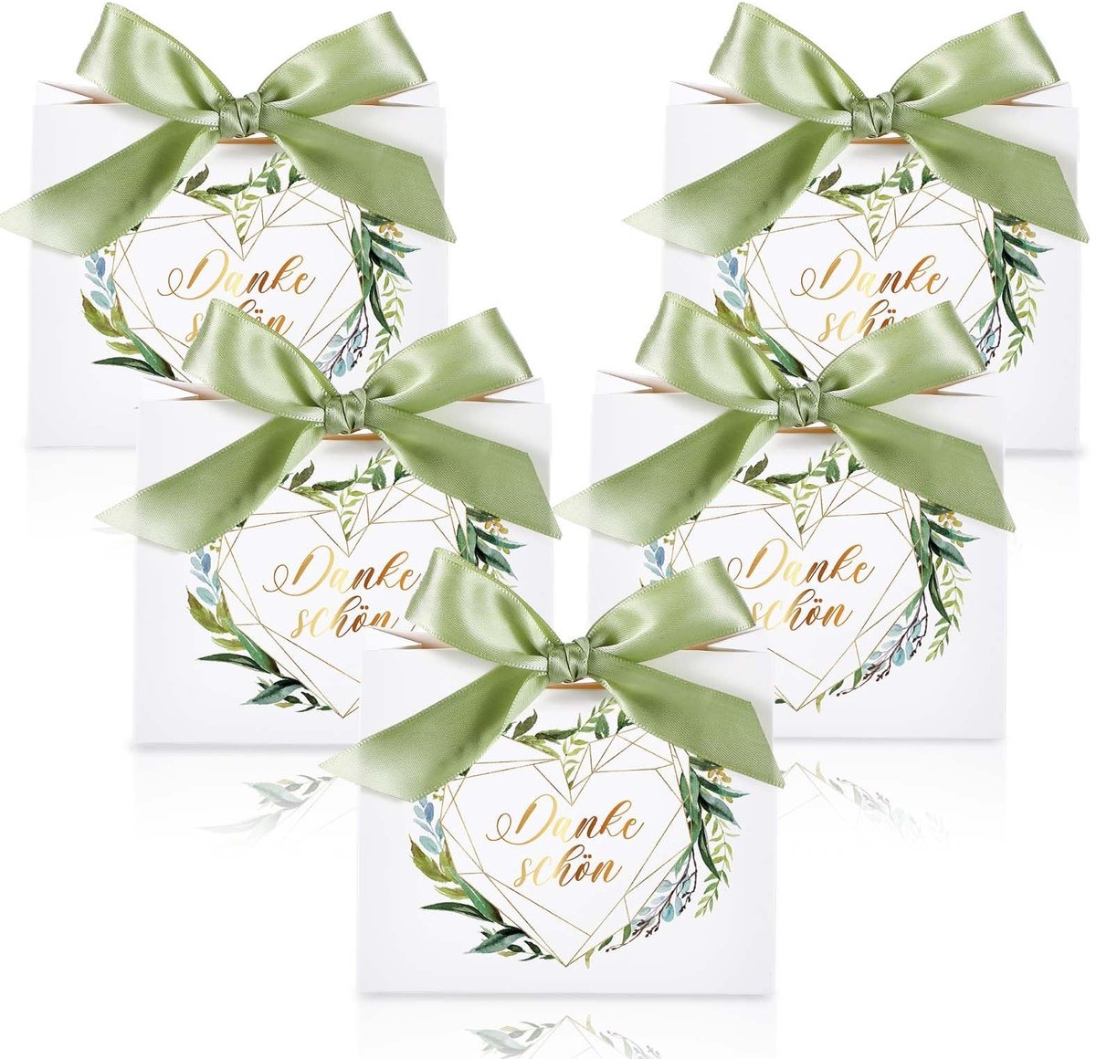aladdien - Thank You Bags - Kleine Cadeautasjes - Sage Green - Eucalyptus Bladeren - Perfect voor Feesten en Trouwerijen - 50 Stuks