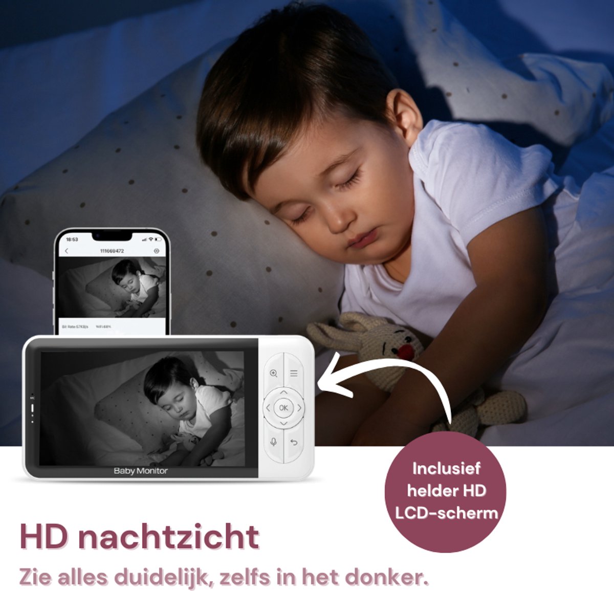 Youha Babyfoon - Babyfoon met Twee Camera's, Kleuren - afbeelding 2