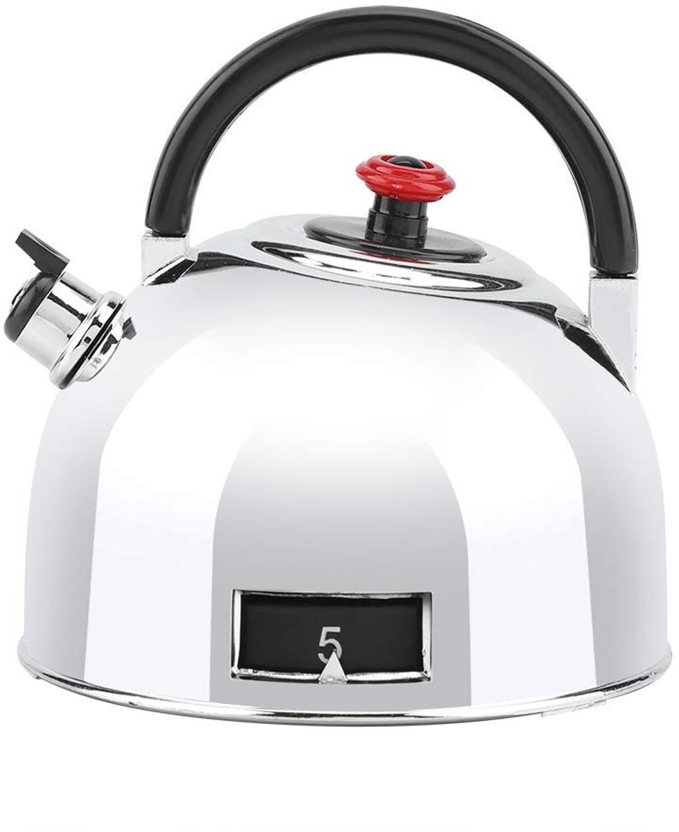 aladdien - Theepotvormige timer - Kookwekker - Mechanische opwind-timer - Roestvrij staal - Tijdherinnering - Geschikt voor keuken - 60 minuten