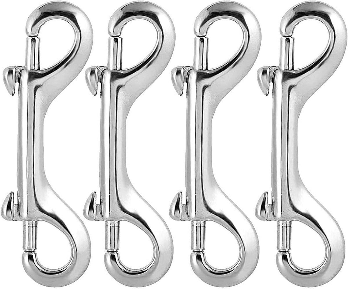 Allecto - Dubbele karabijnhaken - 4 stuks - Robuust en veelzijdig - Zilver - Duikhaak voor hondenlijn - Ideaal voor camping en sleutelhanger