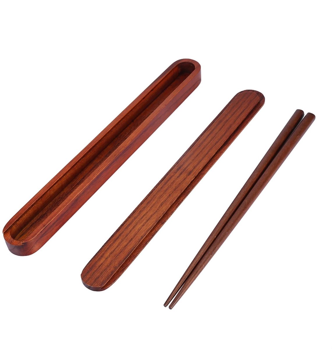 Allecto - Houten eetstokjes - Draagbare eetstokjes met etui - Bruin - Reisbestek voor picknicks - Compact en licht - Ideaal voor sushi en Aziatisch...