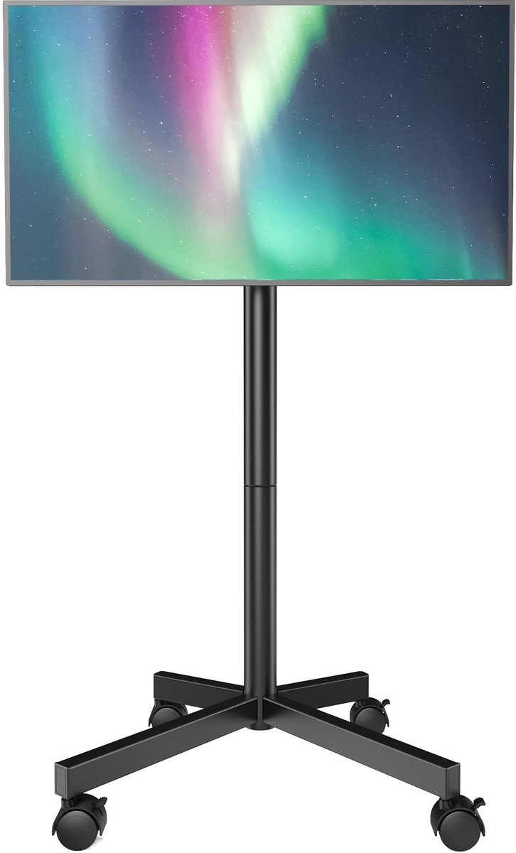 Allecto - Mobiele tv-kar - Hoogte verstelbaar - Draagbaar - Geschikt voor 23-60 inch - Met wielen - Tot 80 lbs
