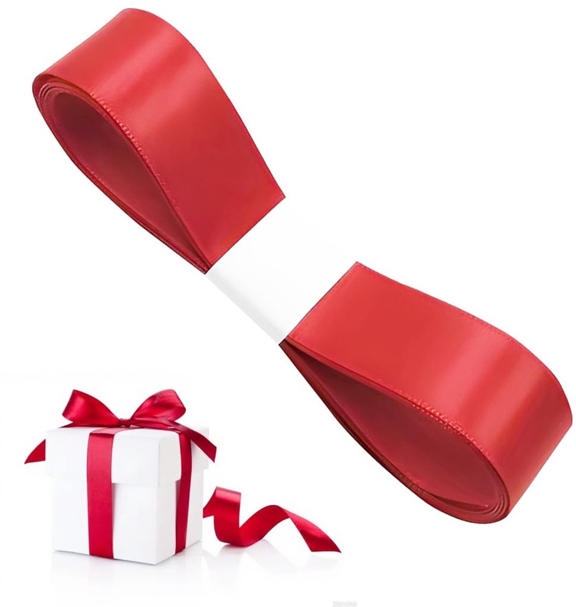 aladdien - Kerstlint Rood 2,5cm x 5m - Versieringen - Perfect voor cadeauverpakking - Feestartikelen - Decoratie - Hoogwaardige kwaliteit - Voor elk..