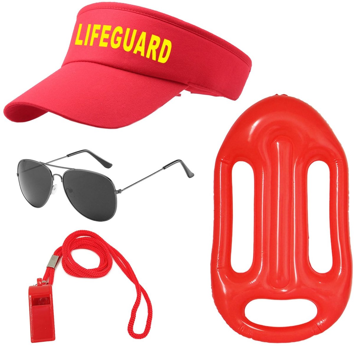 Allecto - Lifeguard Kostuum Accessoires - 4-delige set voor strand en zwembad - Inclusief zwemaccessoires - Geschikt voor plezier op het water - Pe...