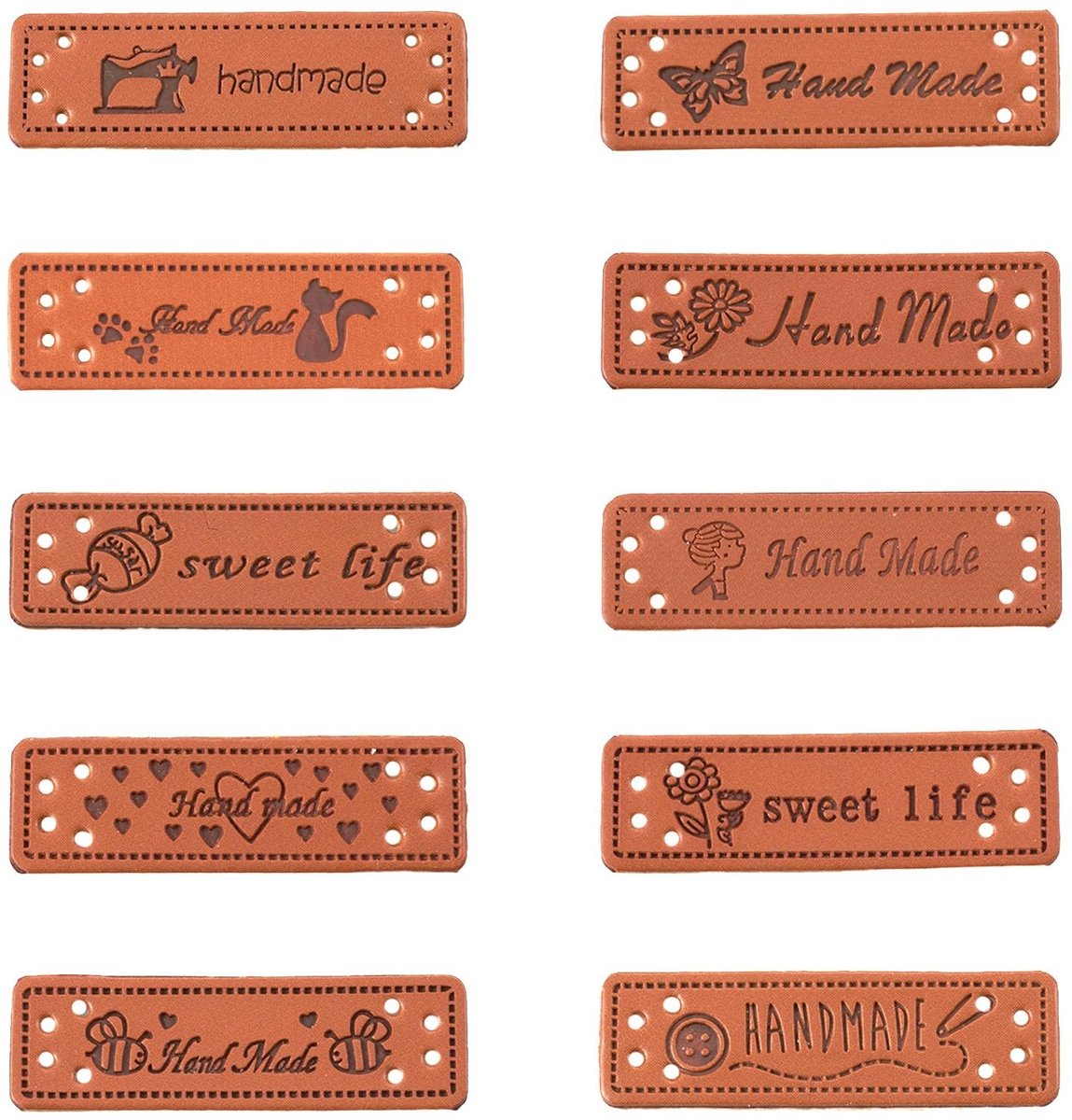 PandaHall 100 Stuks Handgemaakte PU Lederen Labels voor DIY Projecten