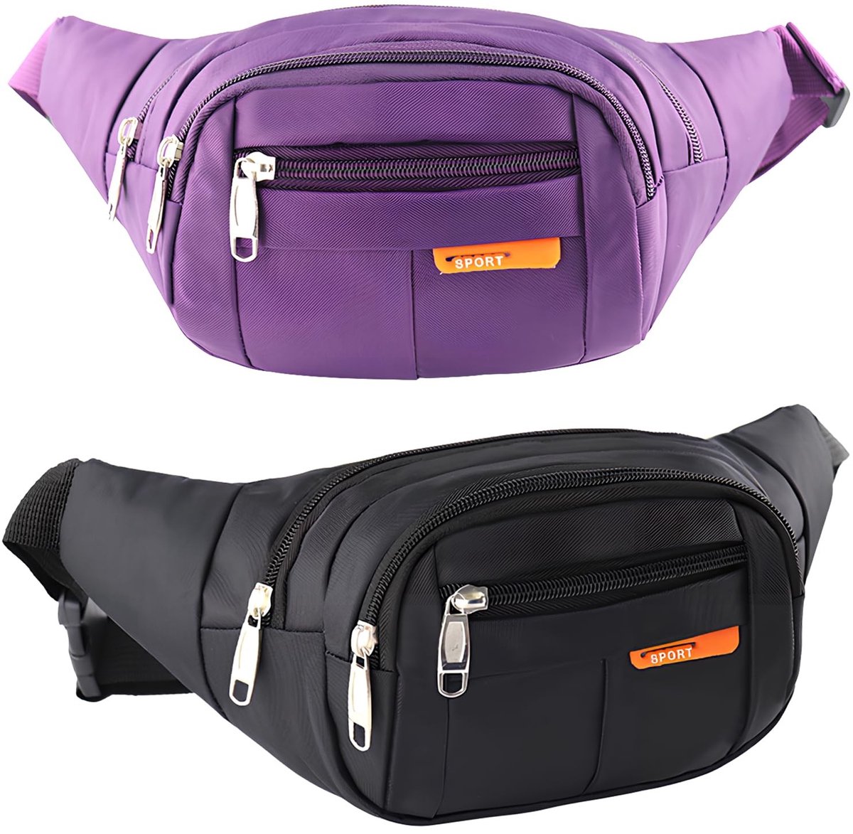 Allecto - Waterproof Waist Bag - Sporty - Perfect voor Outdoor Activiteiten - Zwart en Paars - Ideaal voor Hardlopen en Hiking - Geschikt voor Mann..
