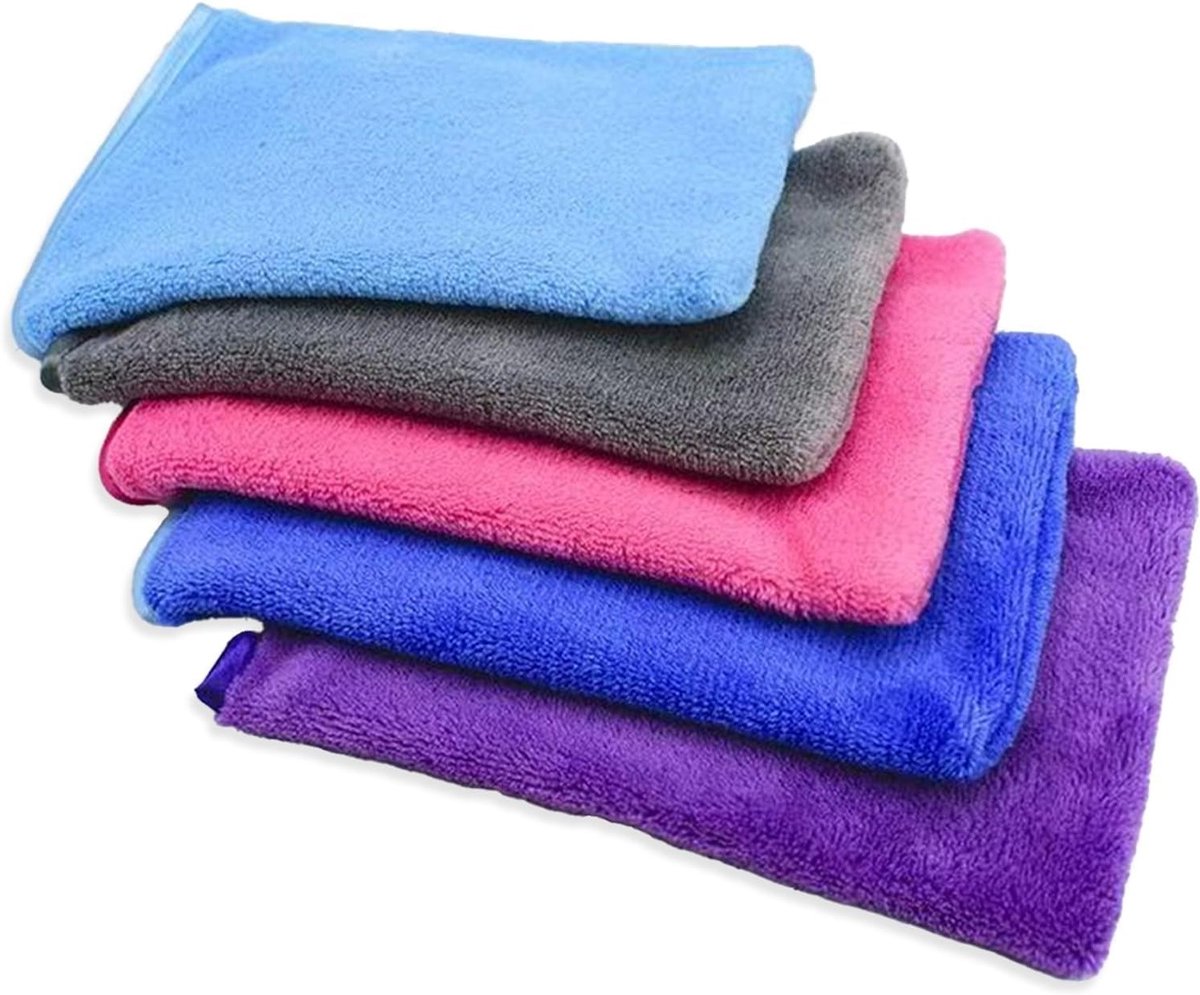 Set van 5 Herbruikbare Microfiber Was Mittens voor Lichaam en Gezicht - Zachte Flanellen Douchehandschoenen in 5 Kleuren voor Make-up Verwijdering en Spa Beleving