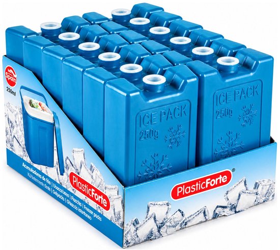 250 grams koelelementen 13 x 7.5 x 3 cm kobalt blauw kunststof met sneeuwvlokken print van Benson — afbeelding 2