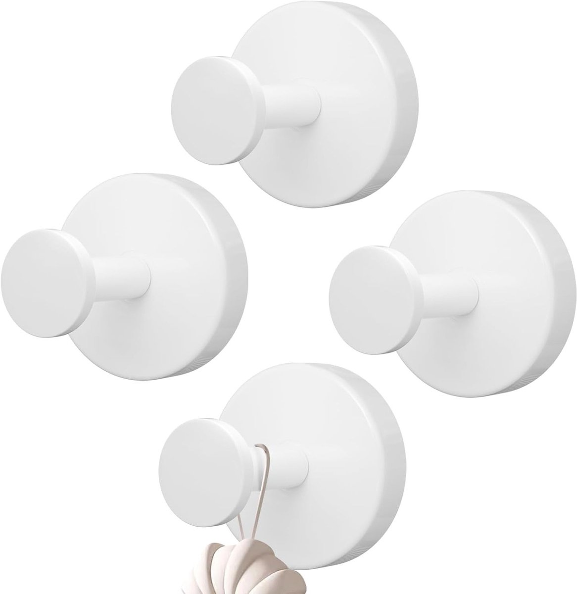 Set van 4 Suction Cup Haakjes, Tot 5 kg Belastbaarheid, RVS, Herbruikbare Haakjes voor Keuken, Badkamer en Kantoor