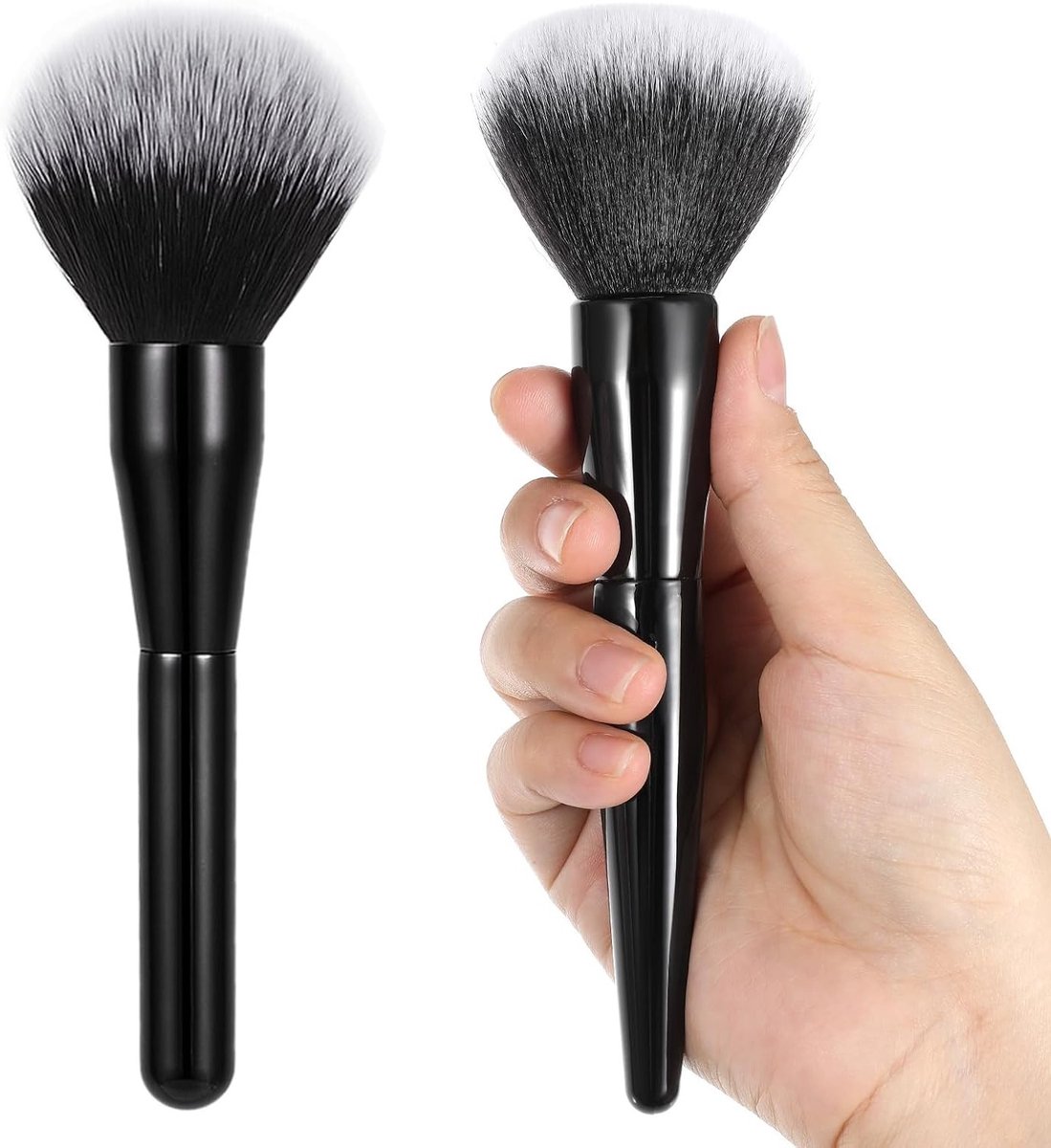 Set van 2 Grote Poederkwasten voor Professionele Make-up, Ideaal voor Blush, Contour en Bronzer, Perfect voor een Vlekkeloze Afwerking