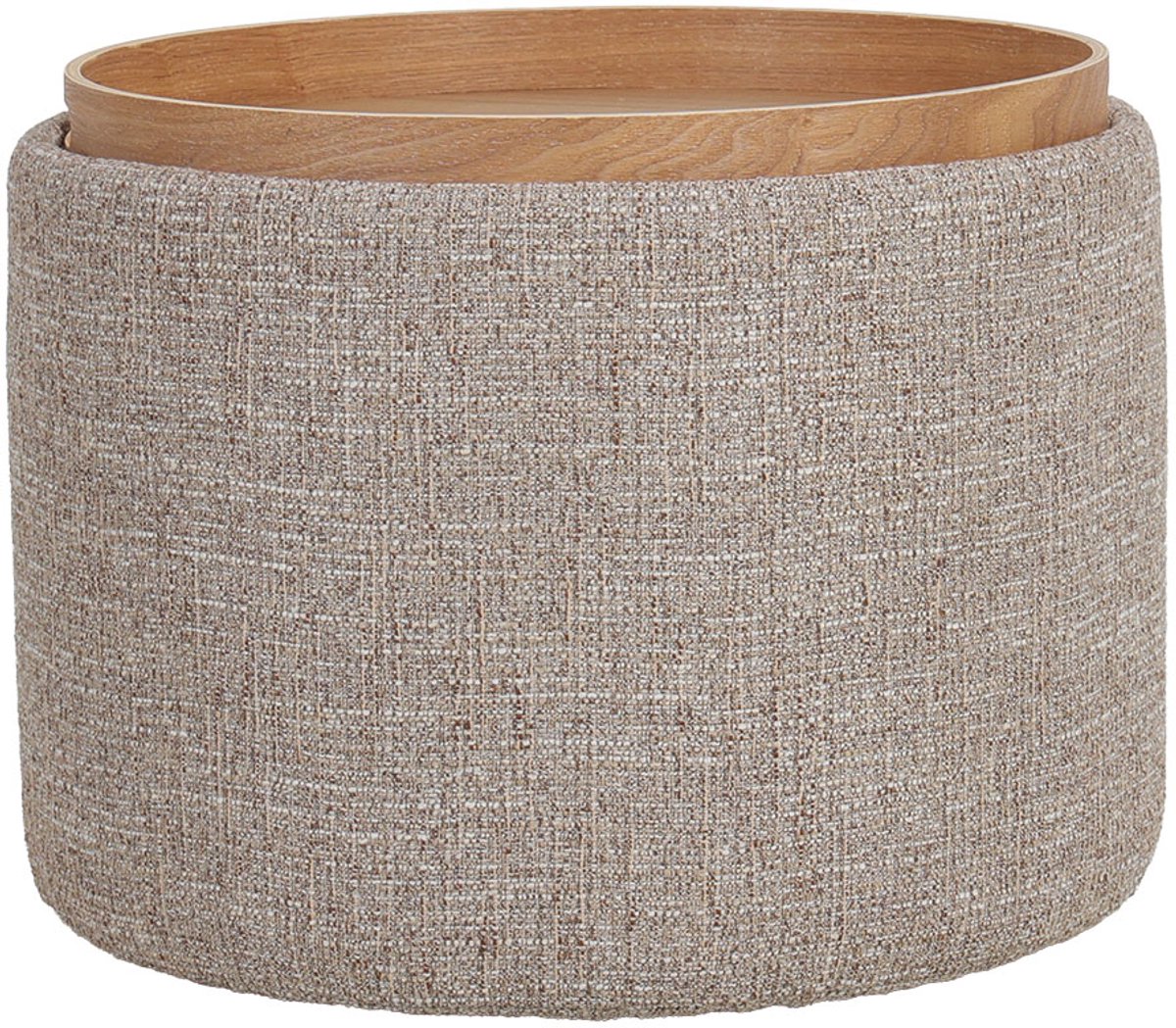 DÉJA Living Salontafel Zara – Rond – Met Opbergruimte – Essen Fineer – 55x55x42 cm – Taupe/Naturel