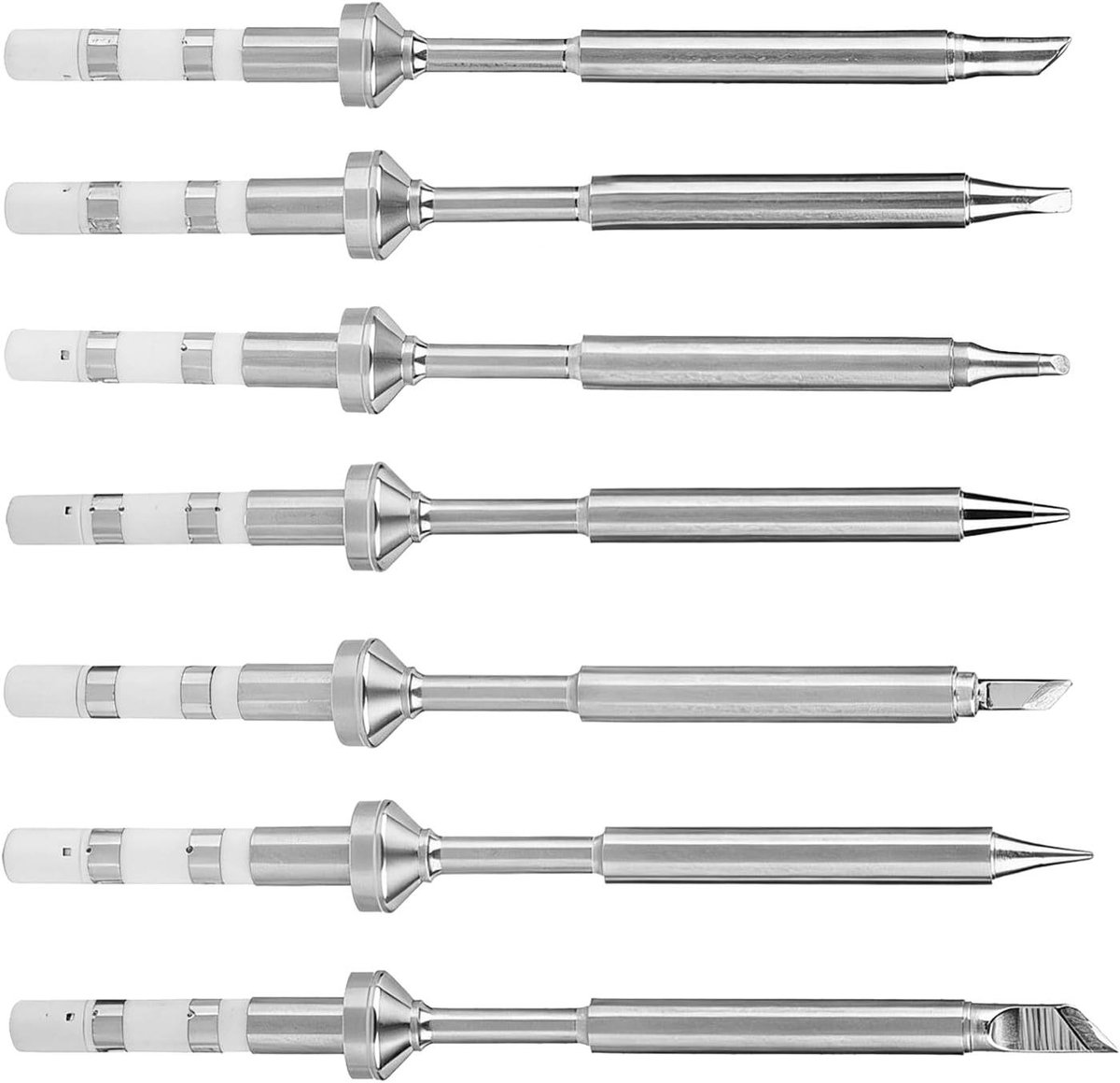 Soldeerpunten Set - Vervangende Tips - Elektronica Reparatie - Roestvrij Staal - 7 Stuks - Zilverkleurig