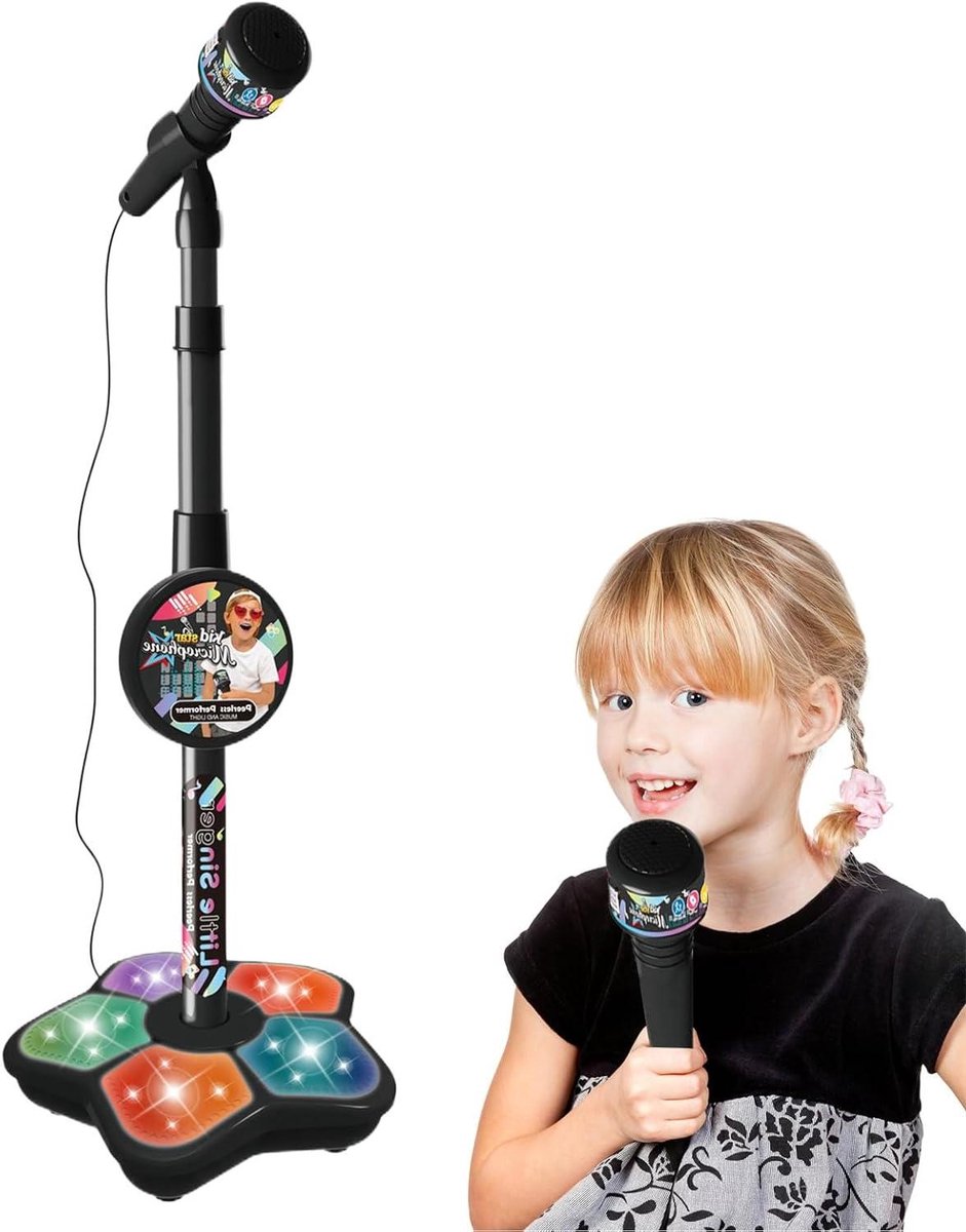 Karaoke Machine - Kinder Microfoon - Zingen en Optreden - In Hoogte Verstelbaar - 22 x 81 x 22 cm