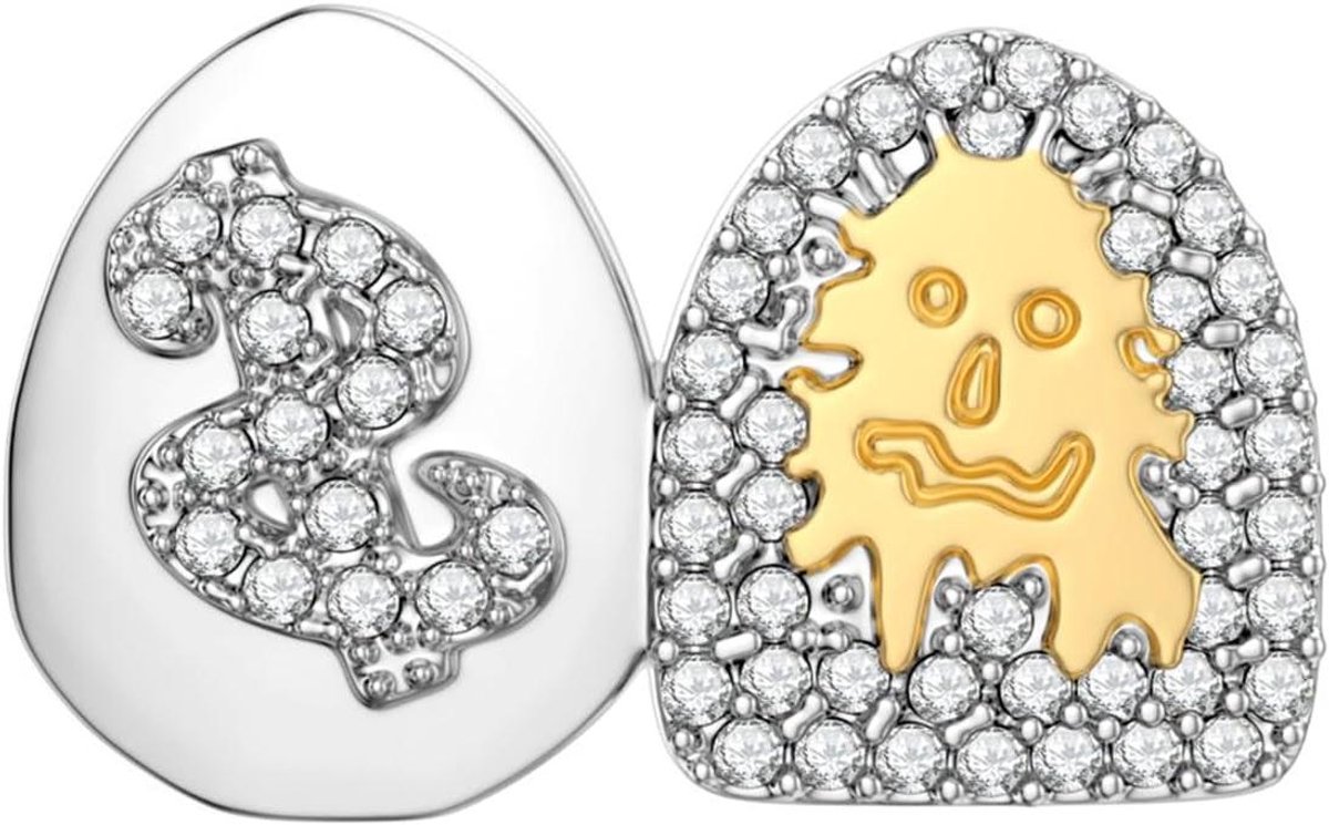 Tand Grillz - Tand Caps - Feest Accessoire - Regenboog Zirkon - Vergulde Basis - Zilver