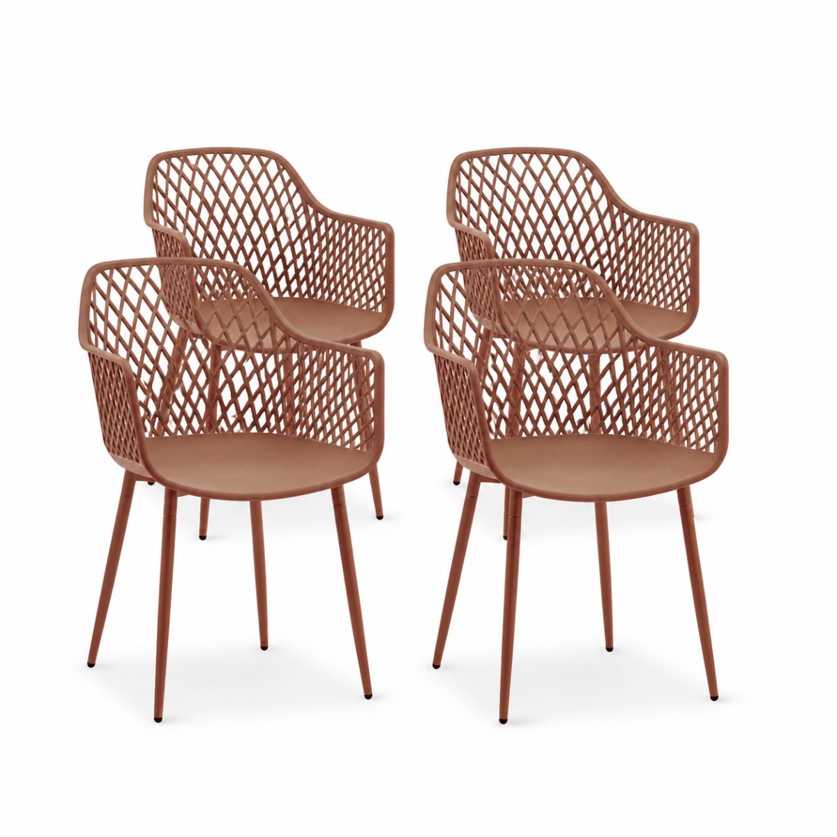 DS4U® - Niall tuinstoel - Set van 4 - Terracotta - Kunststof - Kuipstoel