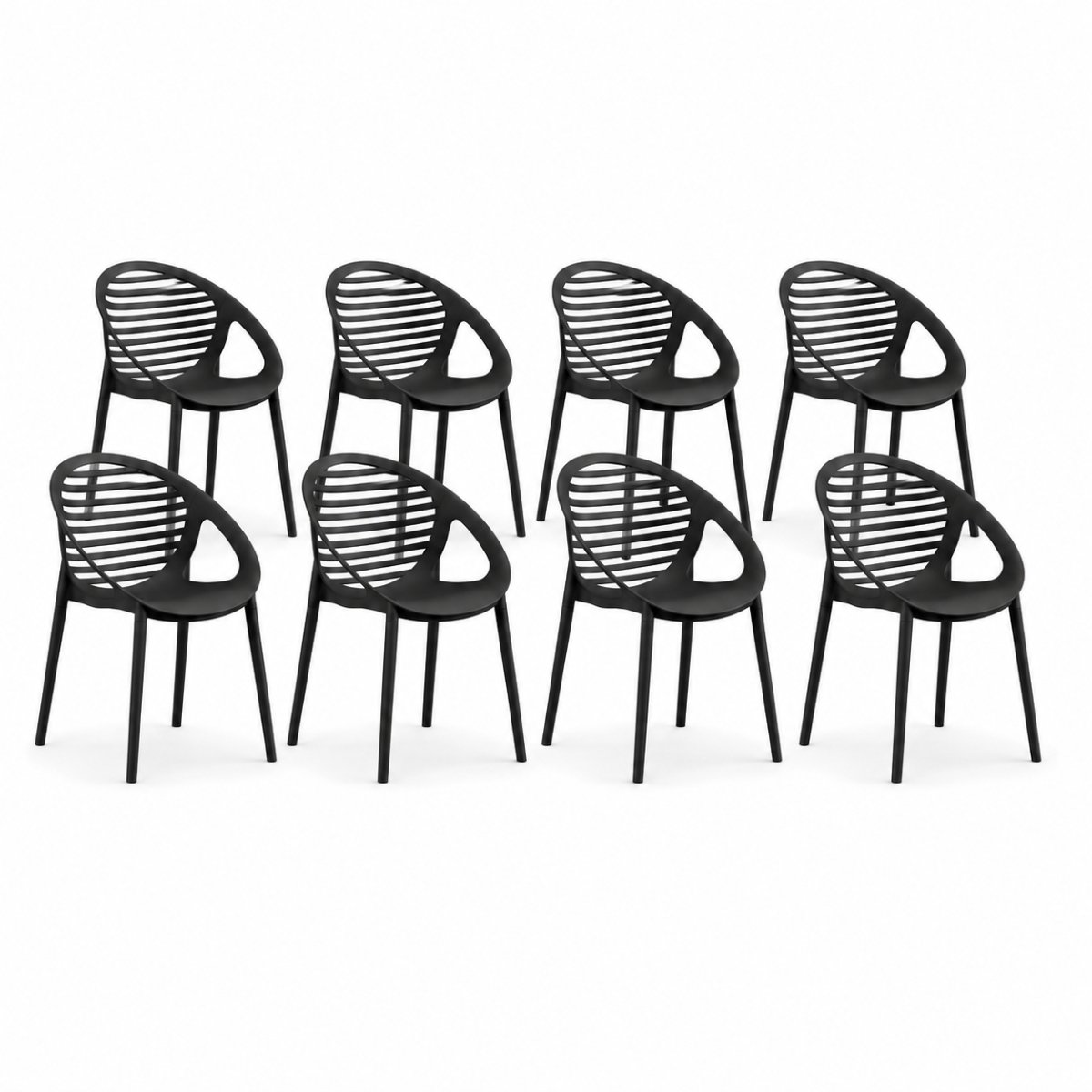 DS4U® - Stijn tuinstoel - Set van 8 - Zwart - Kunststof - Stapelbaar