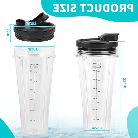2-delige Mixer Cup Set 710ml (24oz) Geschikt voor Ninja Blender & Mixer, Reserveonderdelen voor Voedselverwerking, Duurzaam en Handig in Gebruik — afbeelding 5
