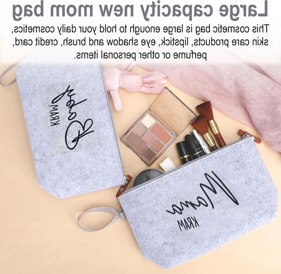 Felt tas voor babyverzorging – Luxe verzorgingstas met rits als kraamcadeau, nieuwgeboren geschenk & babyshower cadeau voor aanstaande moeders — afbeelding 5