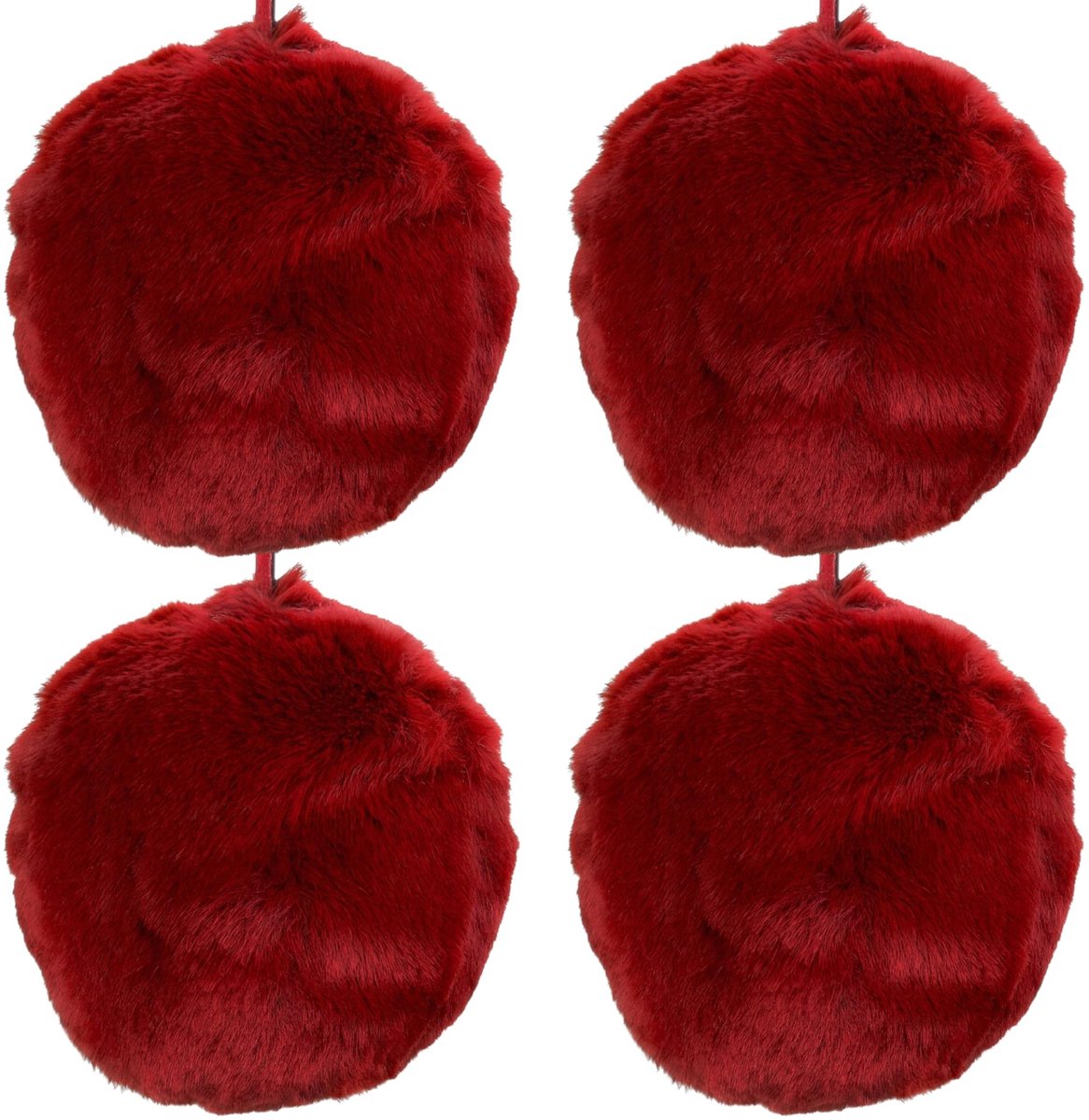 Dailygoods- Kerstballen Set van 4 - Pluche Decoratieve Ballen - 7 cm - Bordeauxrood - Zachte Versiering - Stijlvolle Winterdecoratie - Kerstdecoratie