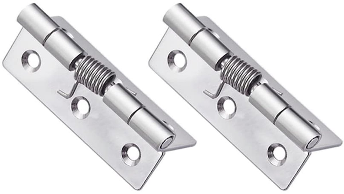 MTTproducts- Veerscharnieren 2PCS - Zelfsluitend - Roestvrij staal - Automatische sluiting - Duurzaam - 75×49×2MM - Deurscharnier