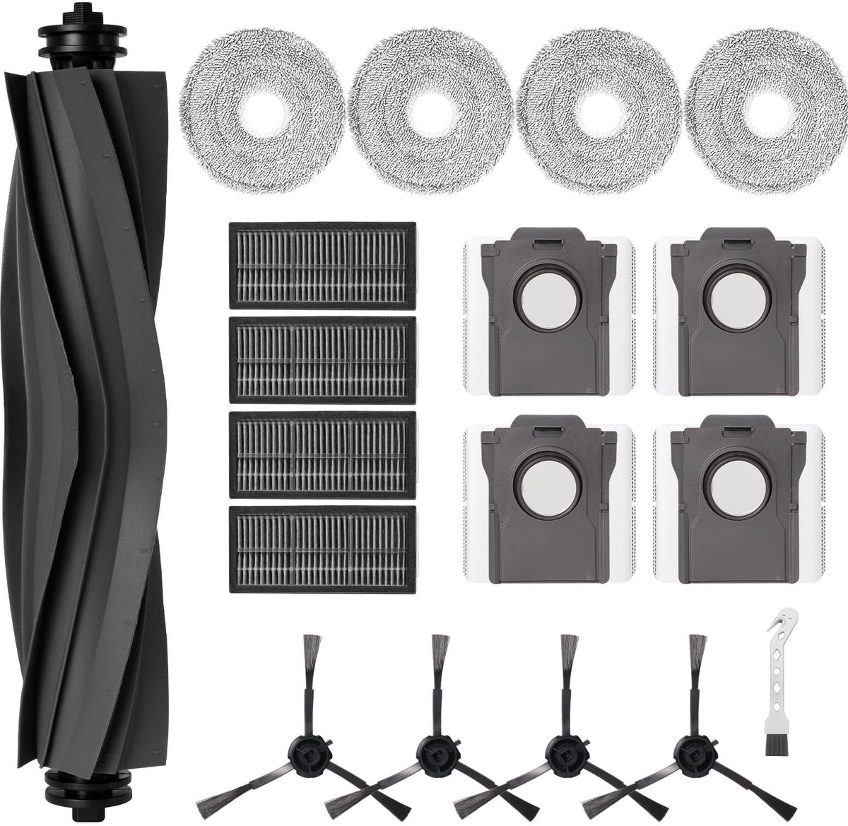 Cosensi- Accessoireset voor Dreame L10s Pro Ultra - 1 Hoofdborstel - 4 HEPA Filters - 4 Mopdoeken - 4 Stofzakken - 4 Zijborstels - Duurzame Rubber Borstel - Stofzuigeraccessoires