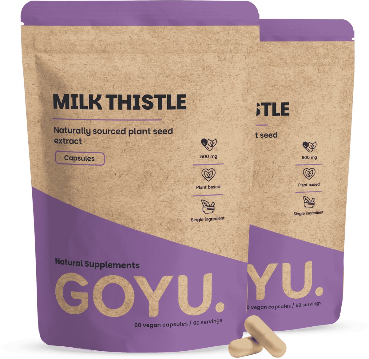 GOYU Mariadistel Extract 5000 mg Combideal 2x 60 capsules - Leverreiniging - Silymarin - Milk Thistle - Vegan - Zonder toevoegingen - Lab getest - 60 dagen voorraad per zakje -