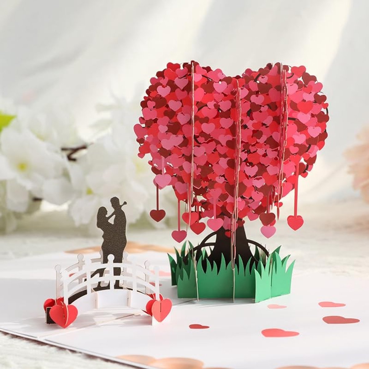 Dailygoods- Bruiloftskaart 3D - Wenskaart met Envelop - Pop-up Kaart - Huwelijksverjaardag - Valentijnsdag - Hoogwaardige Afwerking