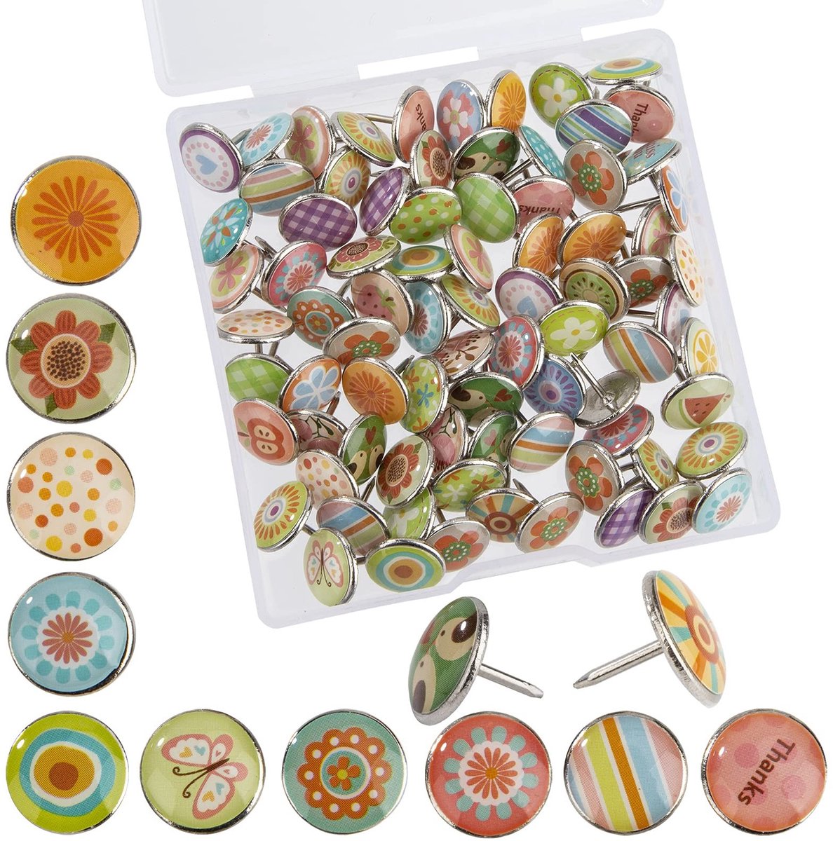 Dailygoods- Punaises 80 Stuks - Decoratieve Spelden - Creatieve Tekenstiften - Voor Prikbord/Kurkplaten - Kleurrijk - Trendy Ontwerp