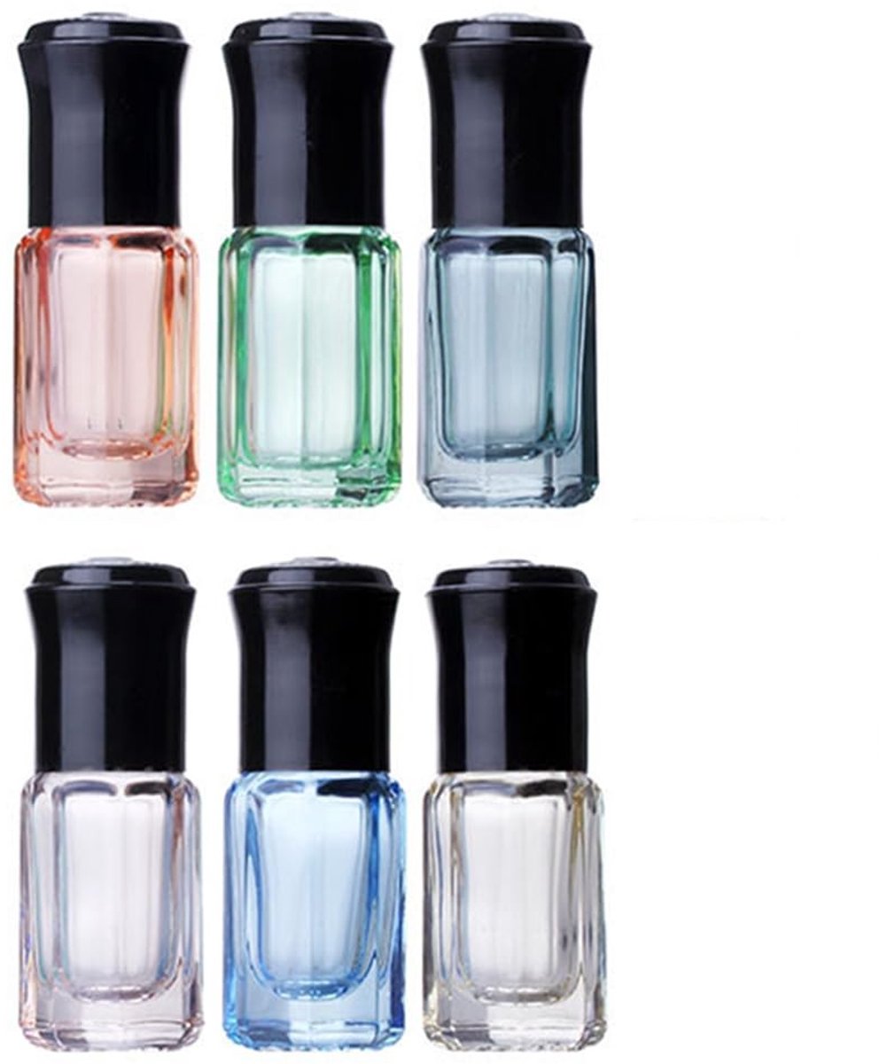 Dailygoods- Rollerflessen 6 Stuks - 3 ml Duidelijke Glazen Rollerflessen - Zwarte Deksel - Octagonale Vorm - Levensmiddelenopslag - Goede Afsluiting - Rollerbottles