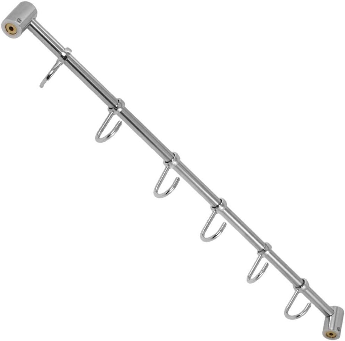 Muurhaak - Kapstok Hanger - Organiseren Ruimte - 6 Schuifhaken - 43 cm - Zilverkleurig