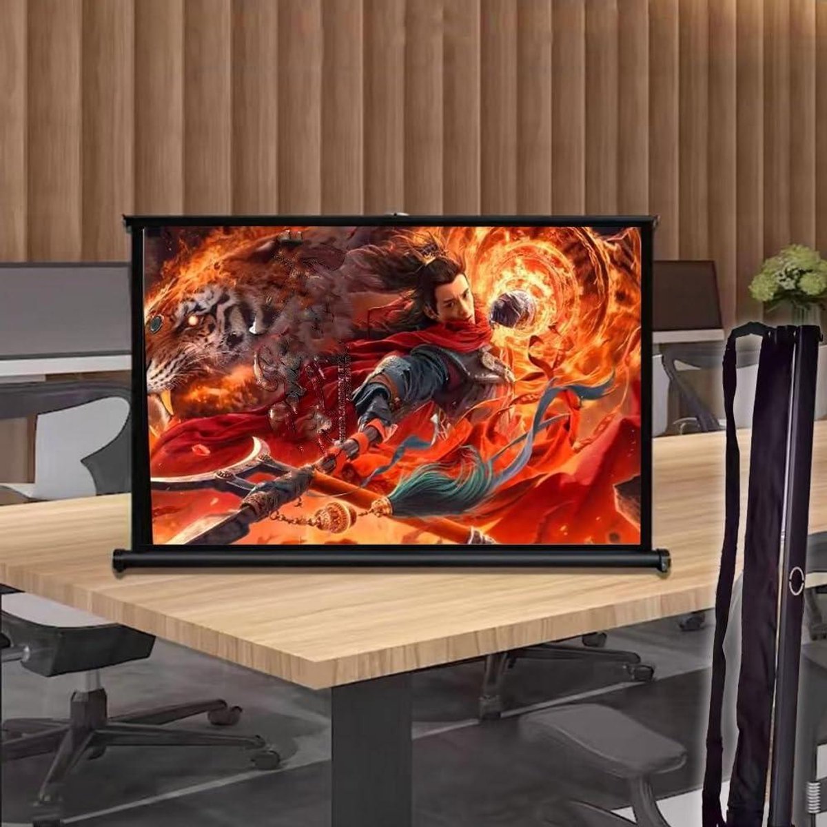 Projectiescherm - Filmscherm Staand - Thuisbioscoop Creëren - Handmatig Intrekbaar - 20 inch 16:9 - Wit