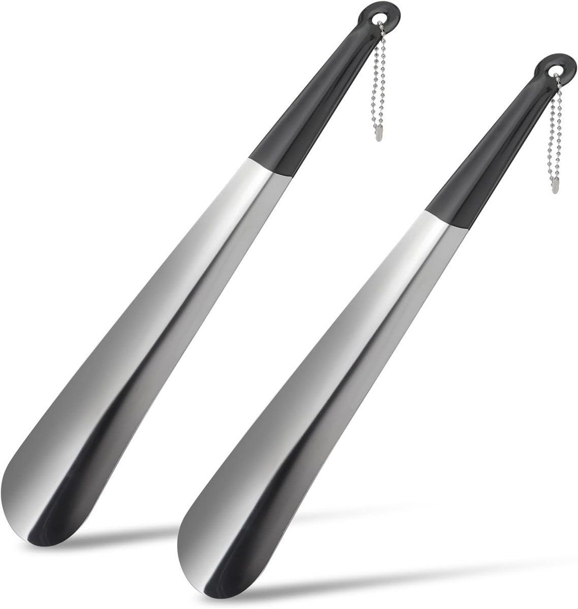 2-delige lange schoenlepel van 30 cm – metalen schoenlepel met antislip handvat, ideaal voor ouderen en dagelijks gebruik, duurzaam en praktisch