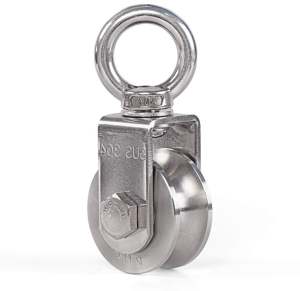 Skelang 48 mm U-draaibare katrol, enkele katrol van roestvrij staal 304, duplex lagerkabelkatrol voor hefwerk, gymnastiek thuis, hondenloper, zipline
