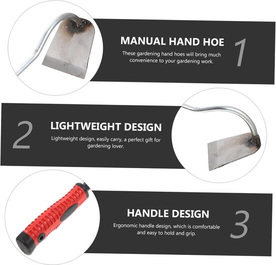 Hand Schoffel - Tuin Wieden Schep - Onkruid Verwijderen - Ergonomisch Handvat - 365 cm Lengte - Rood van Merkloos	 — afbeelding 4