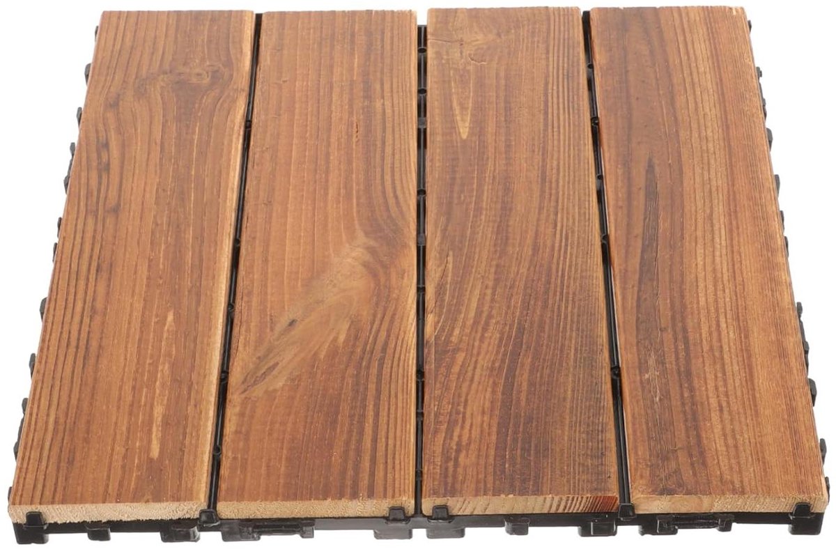 Houten Terrastegels - Vloerdelen Buiten - Balkon Decoratie - Eenvoudig Kliksysteem - 29x29x2.2 cm - Koffie