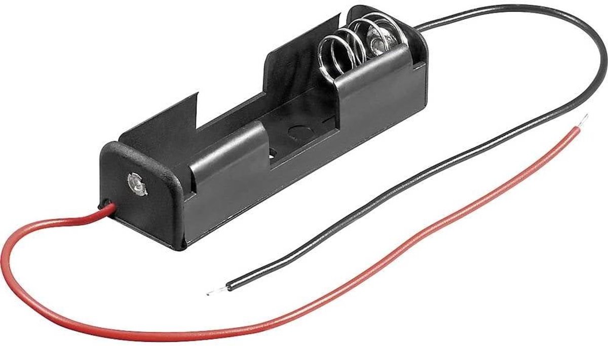 Batterijhouder voor 1 AA batterij, bekabeld en veilig