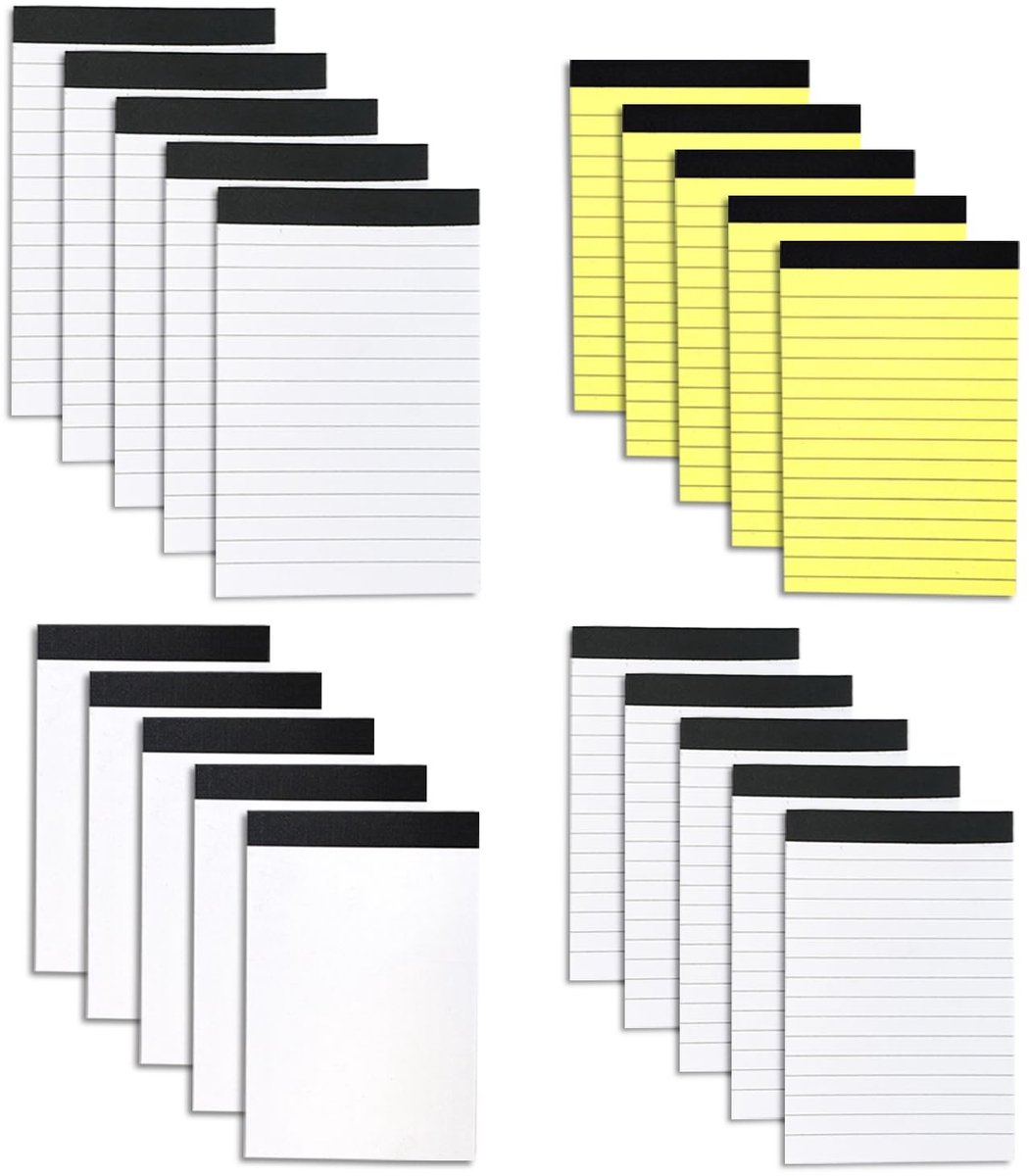 JHUBERS- Notitieblokken Set van 20 - 3x5 inch/4x6 inch - Gevoerd/Blanco - Kantoorbenodigdheden - Perfect voor Notities - 600 Vellen Papier - Notitieboekjes