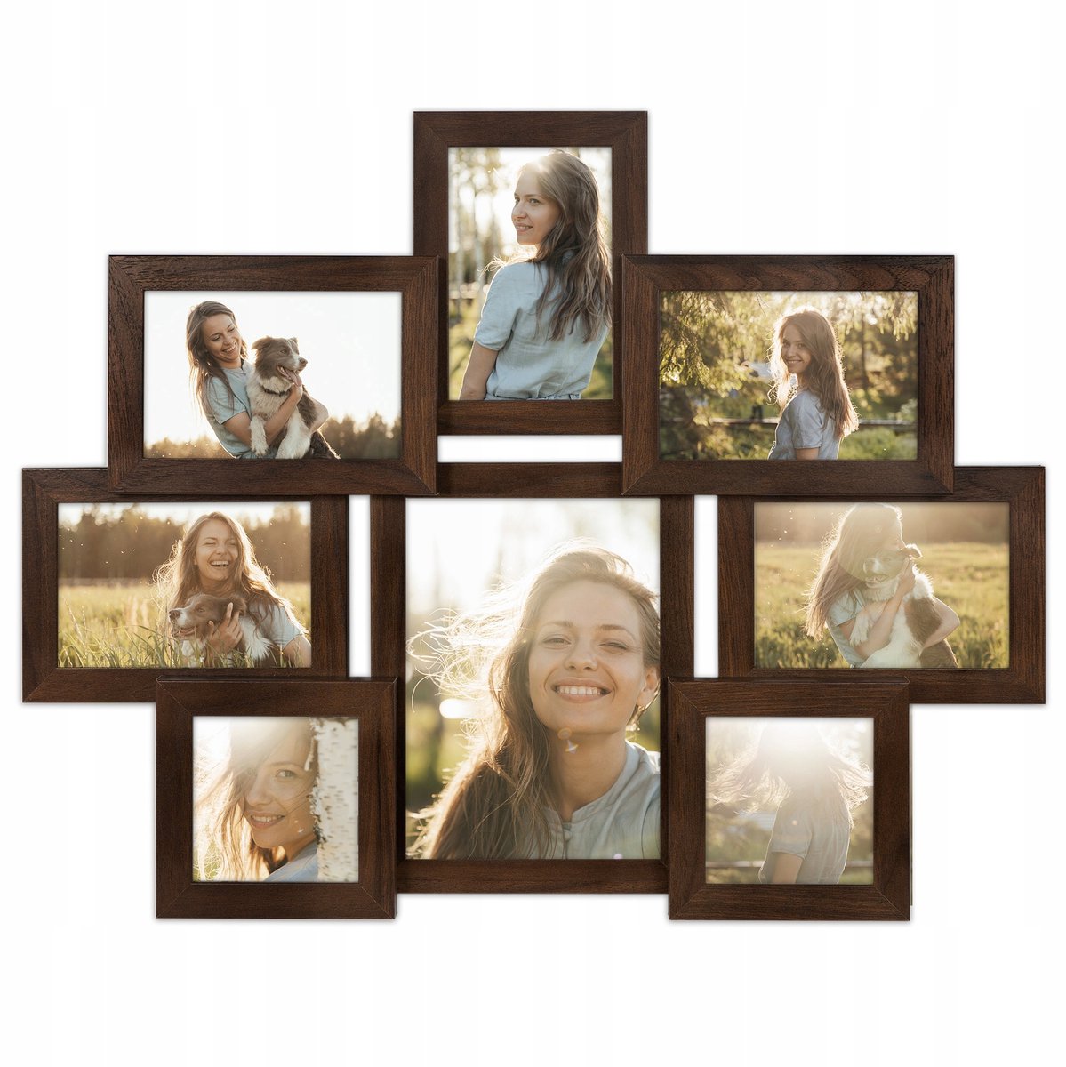 Multifoto lijst bruin voor 8 foto's 10x15, 10x10, 15x21 cm