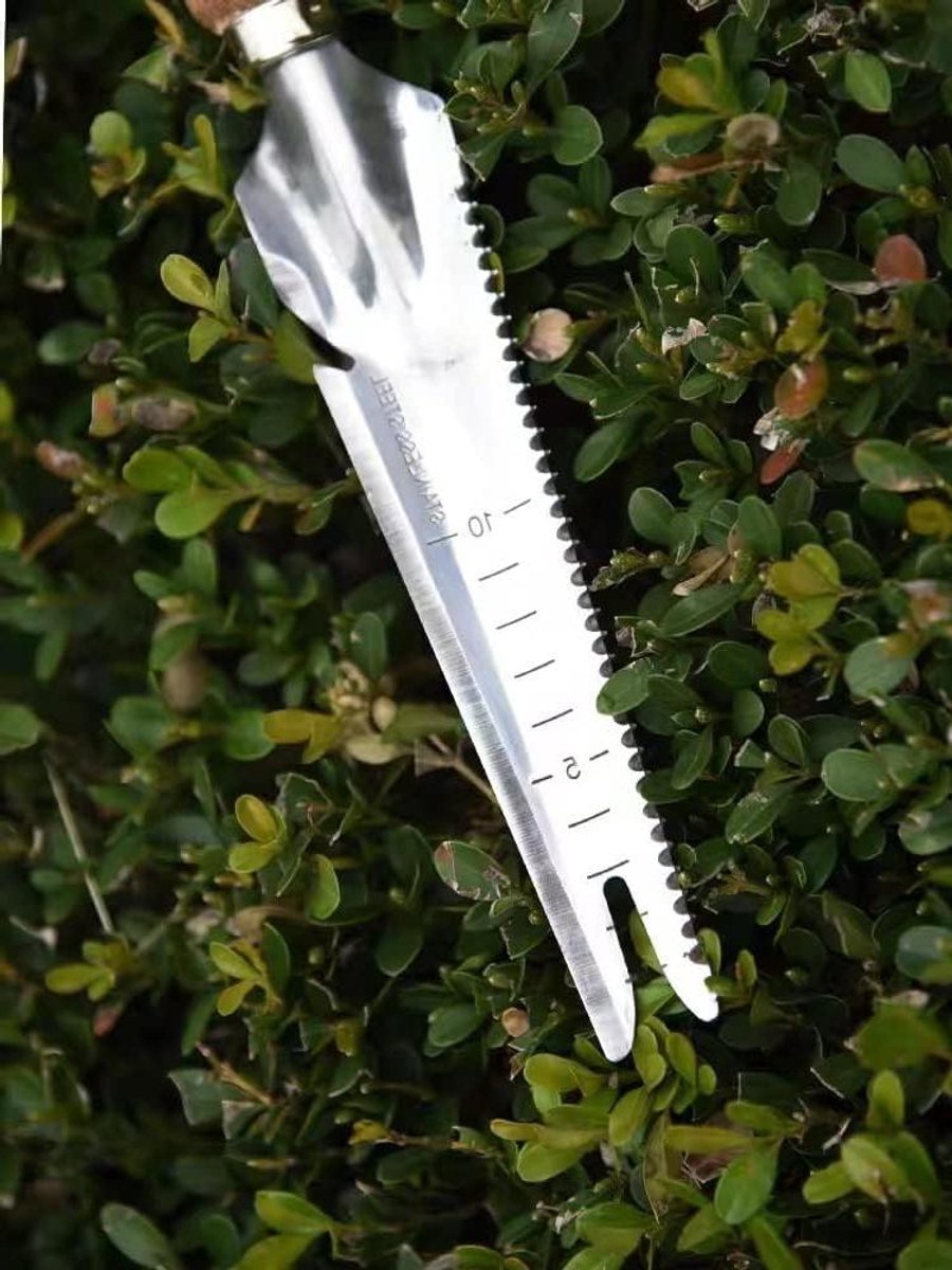Onkruidverwijderaar Tuin - Wieder Schop - Tuinonderhoud Wieden - Roestvrij Staal - Houten Handvat - Zilver