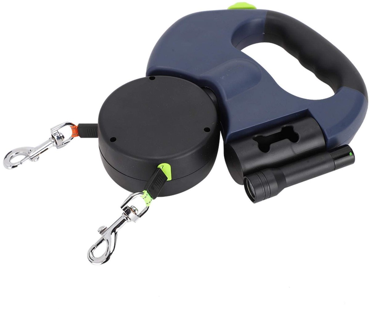 JHUBERS- Intrekbare Hondenriem - Dubbelkoppige Heavy-Duty - 360° Draaibaar - LED Verlichting - Reflecterende Nylon Band - Klitvrij - Hondenlijn