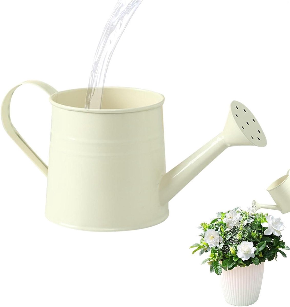 Metalen Gieter - Plantensproeier Lange Uitloop - Planten Verzorgen - Roestbestendig Stalen Lichaam - 1 Liter - Beige