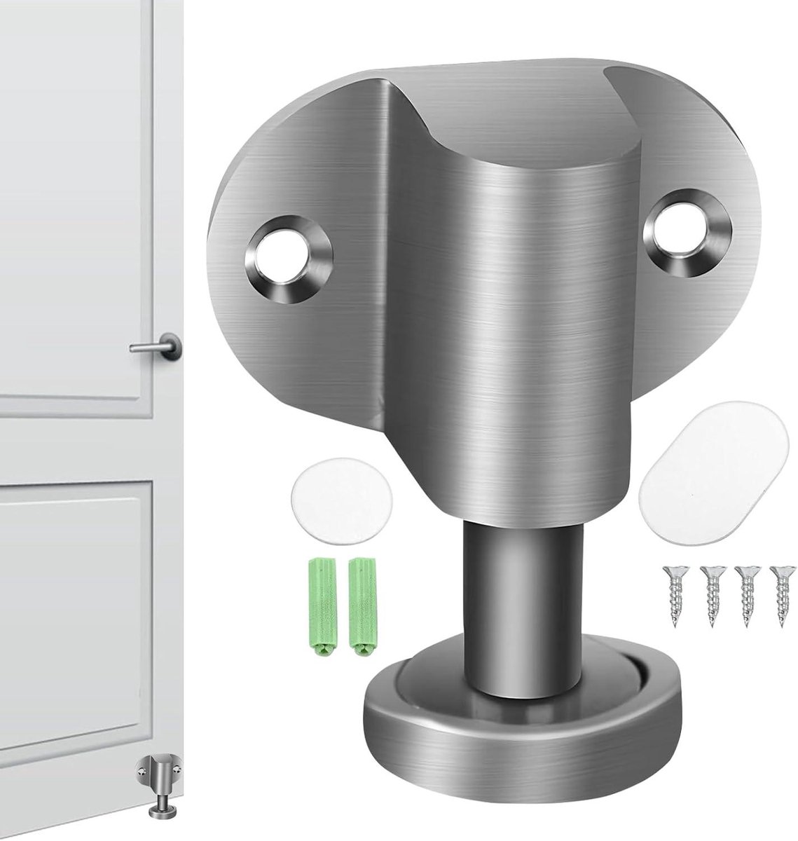 Magnetische Deurstop - Verstelbare Houder - Deuren Open Houden - Gereedschapsloze Installatie - 63 cm Lengte - Zilver
