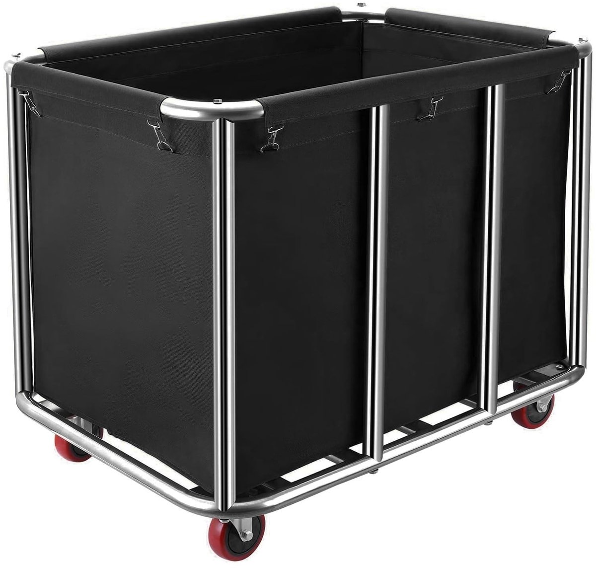 Dailygoods- Waswagen roestvrij staal - opvouwbare wasmand - 350 liter - 120 kg belastbaar - afneembare stoffen zak - waterdichte voering