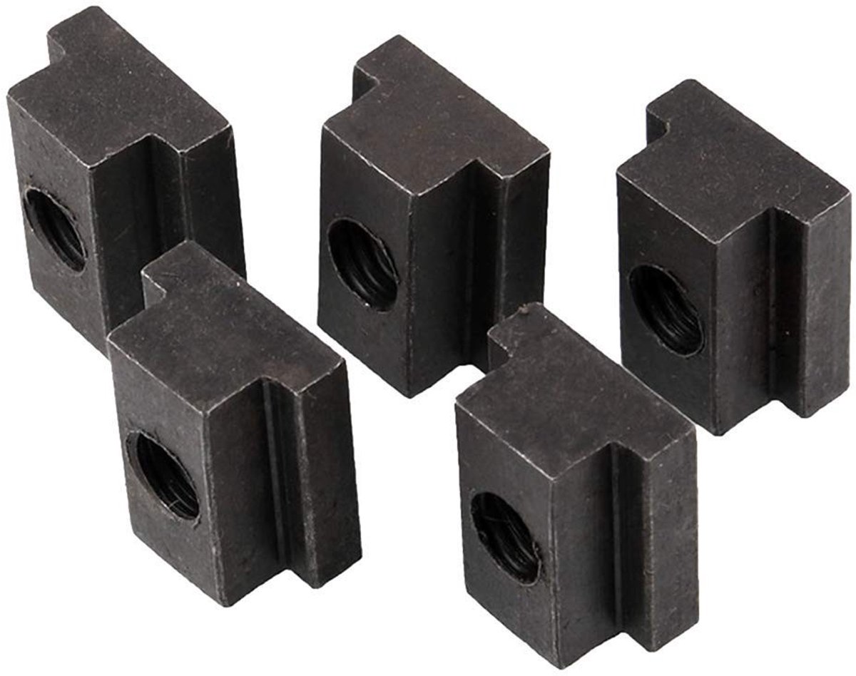 Dailygoods- T-slot Moer Zwart Oxideoppervlak - T-vormige Moergroef - 5 Stuks - Zwaar Staal - 3/8 Inch - Duurzaam - T-groefmoer