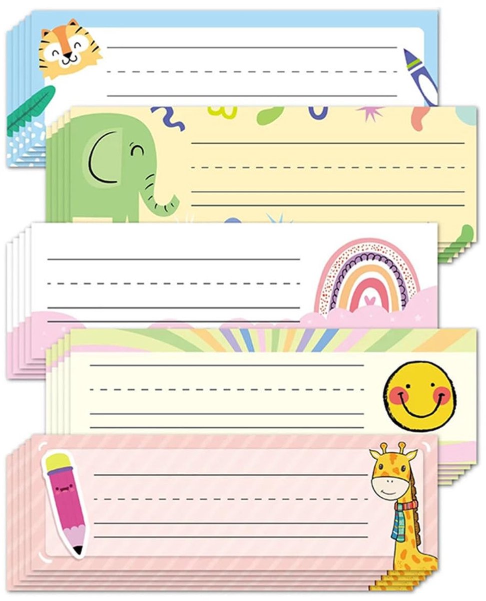 Dailygoods- Bureau-Naambordjes 25 Stuks - Herbruikbaar - Decoratieve Dieren - Naamstickers - Klaslokaal - School - Kleurrijke Grens