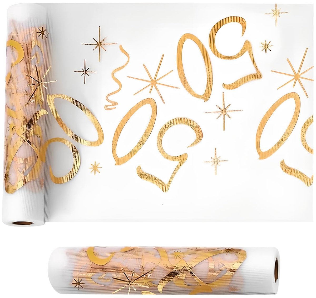 Dailygoods- Tafelloper Goudkleurig - 28 cm x 10 m - Polyester - Verjaardag - Tafeldecoratie - Mesh Ontwerp met Golflijnen - Tafelkleed