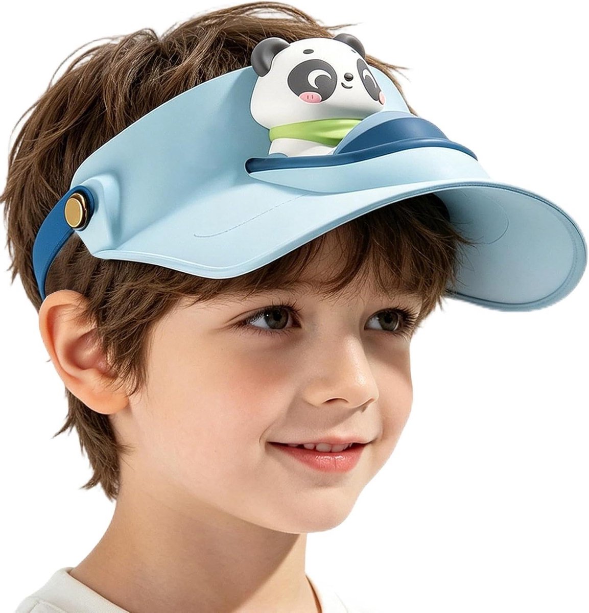 Kinder Zonnehoed - Ventilator Hoed - Buitenactiviteiten Bescherming - Ingebouwde Ventilator - 43-59 cm Omtrek - Panda Design