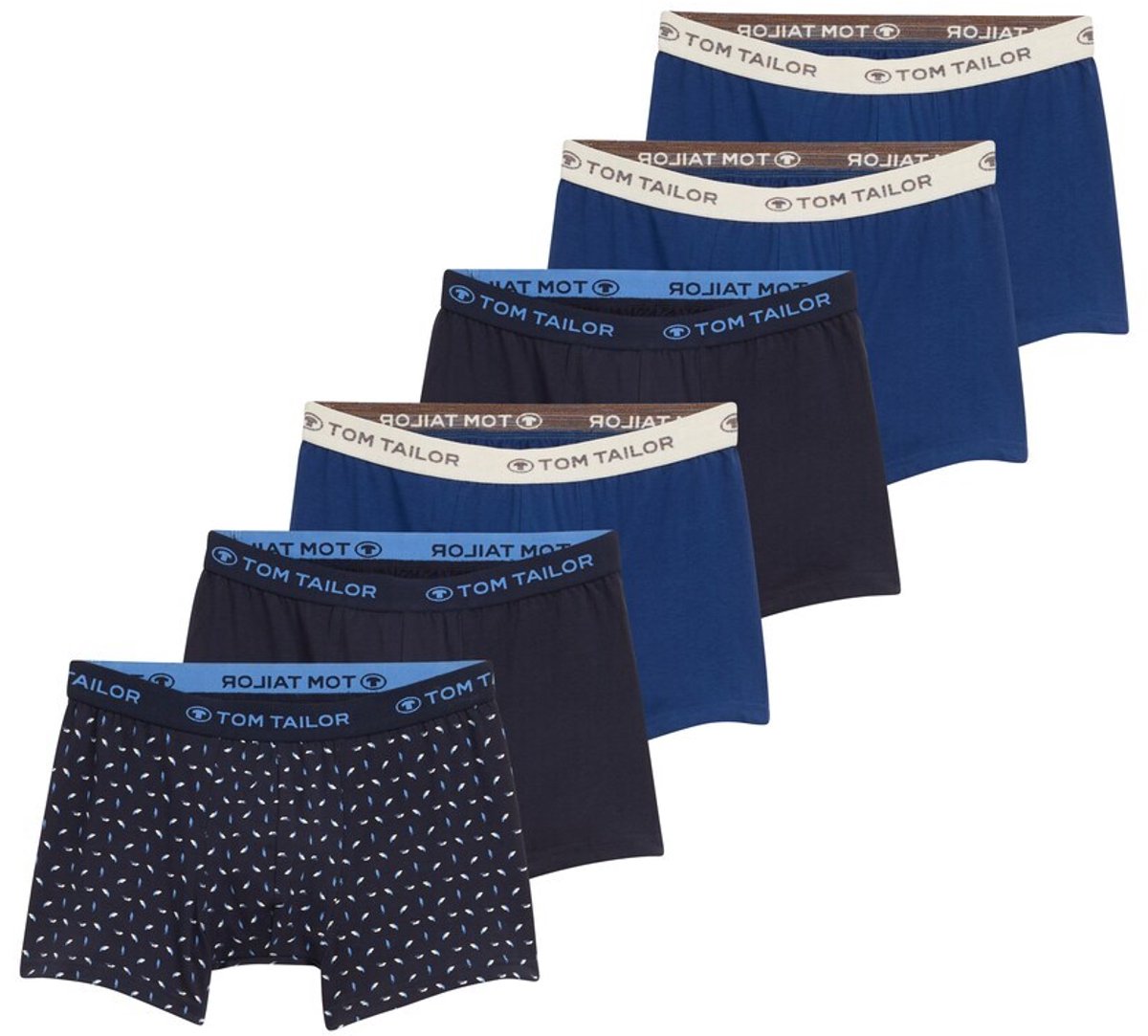 Tom Tailor - Korte boxers in een pak van 6 - Maat S/4 - blau-hell-Allover
