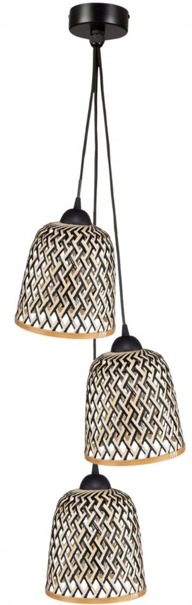 TRIO Zwarte Bamboe Hanglamp - 3xE27 - Modern Design